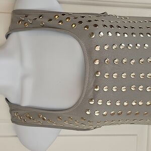 Body Central retro tank dress S gray with shiny silver discs, way cool